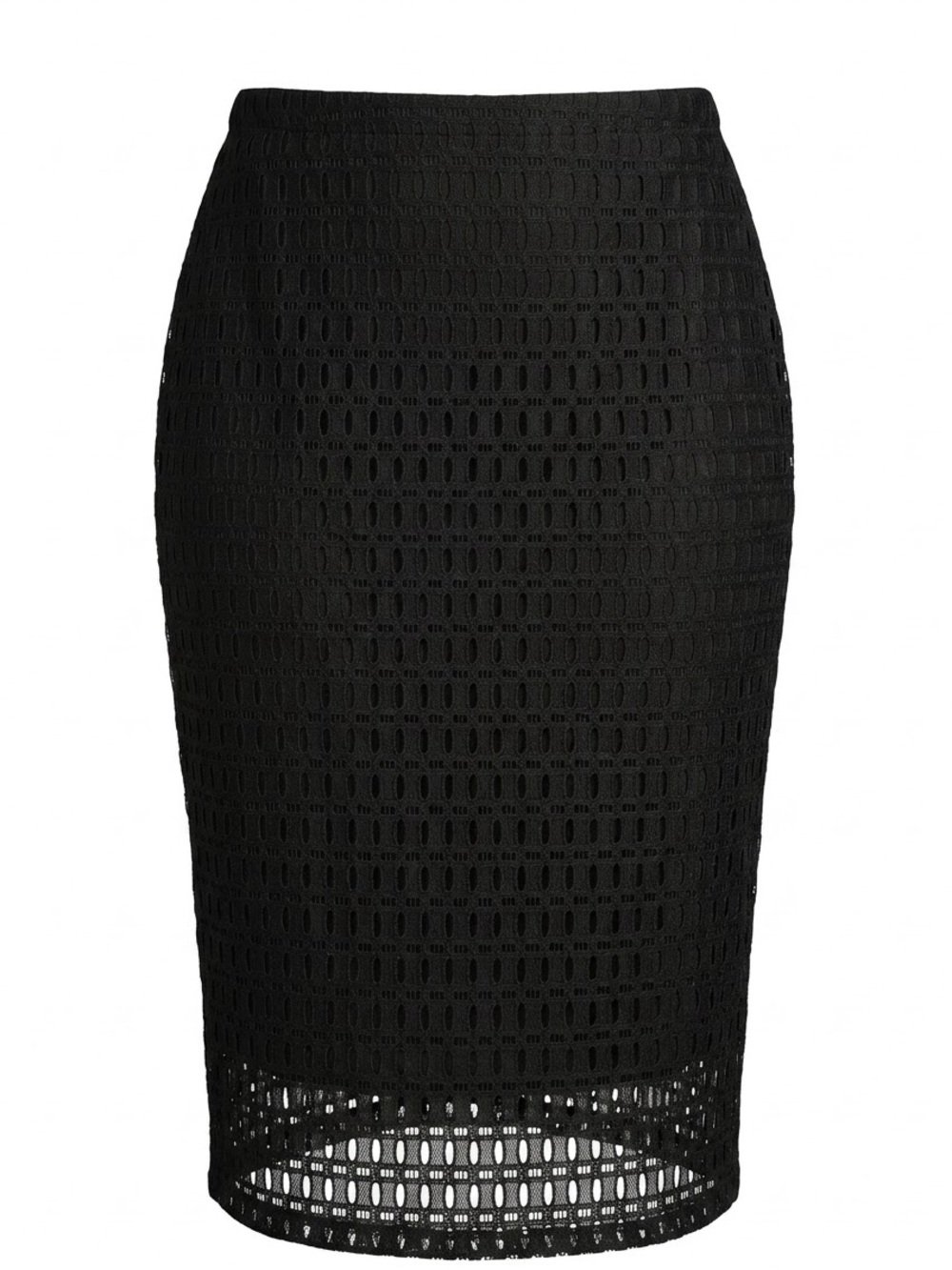 Lane Bryant Black Lace Geometric Pencil Skirt Plus 18 Corporate Goth Dark Academ